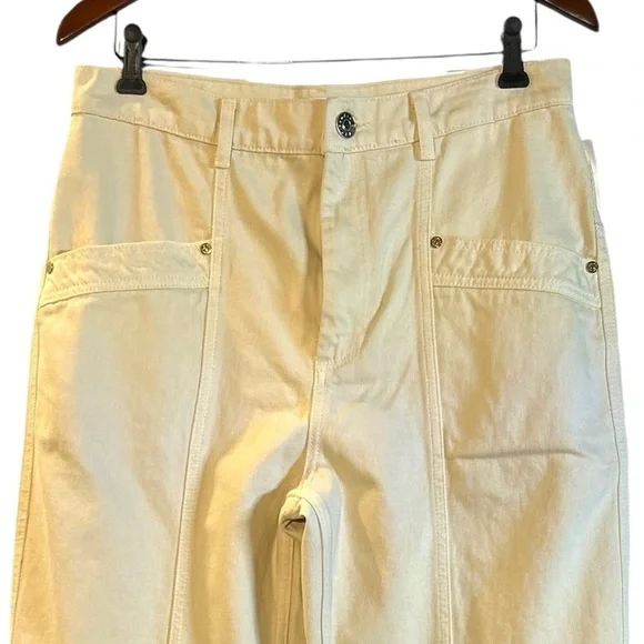SANDRO NWT Otis High Waisted Barrel Jeans in Ecru/Off White in Sz 30-31